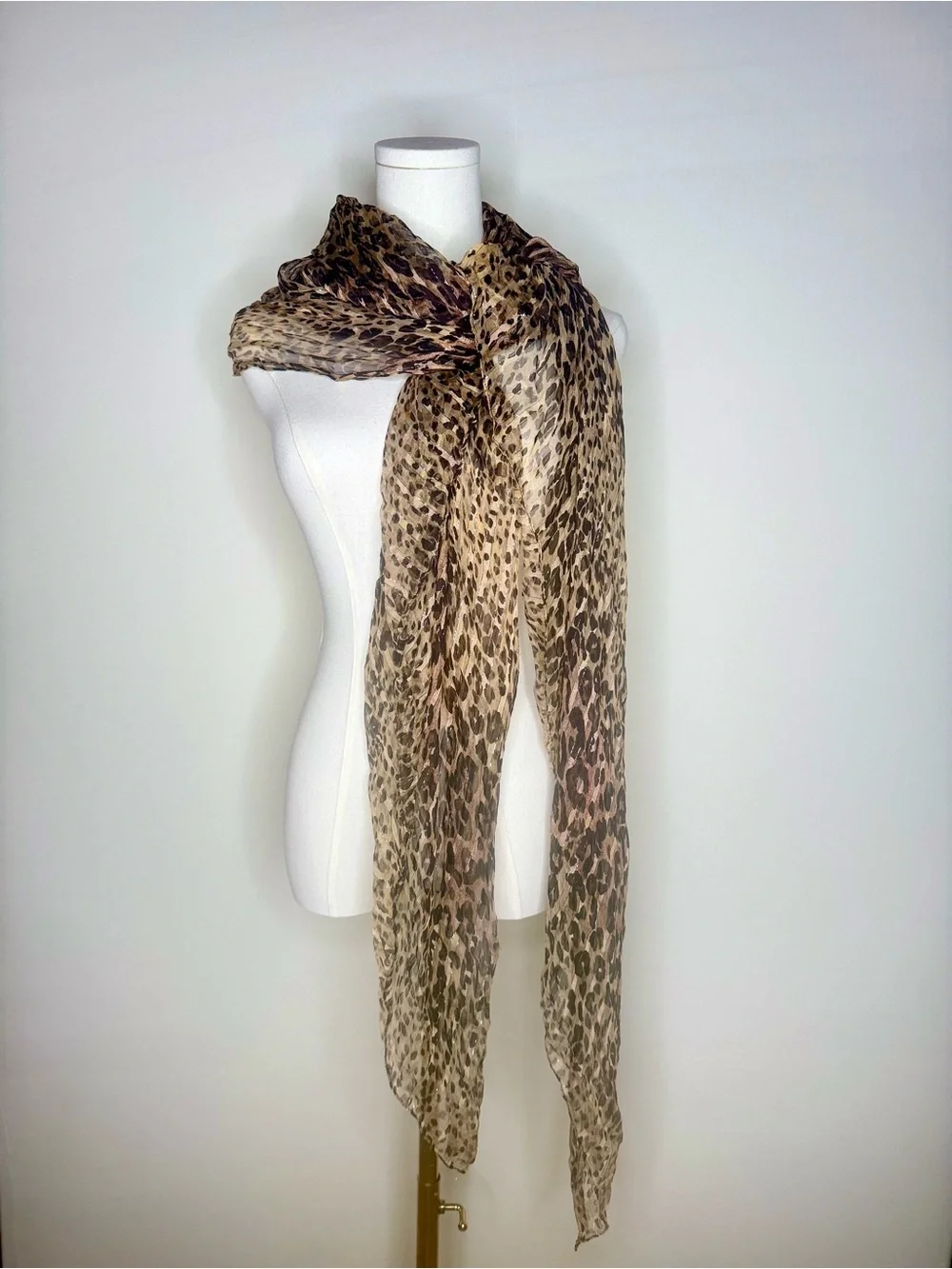 Leopard Print Sheer Scarf Wrap in Brown and Black